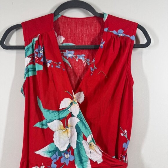 Waltah Clarke's Vintage Hawaiian Red Floral Maxi Dress Size Medium - Picture 4 of 15